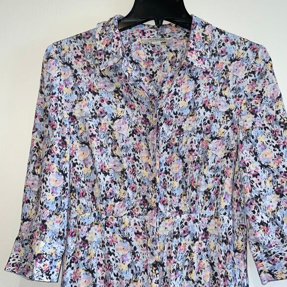 All Saints Dress Womens 4 Multicolor Chiara Sketch Midi Floral Patterned Shirt - Picture 3 of 13